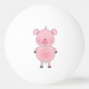 Cheerful Pink Pig Cartoon Ping Pong Ball by HeeHeeCreations at Zazzle