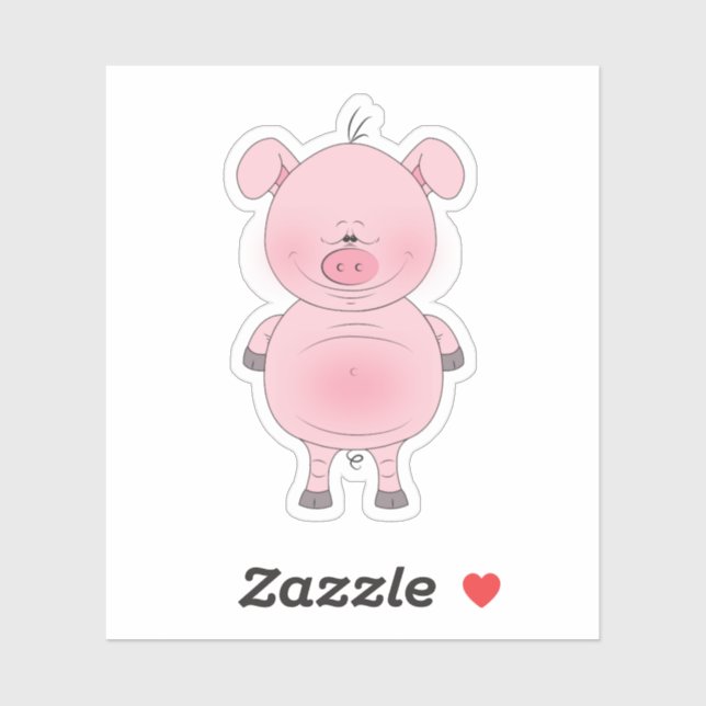 Cheerful Pink Pig Cartoon Sticker (Sheet)