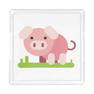 Cheerful Pink Piglet Acrylic Tray