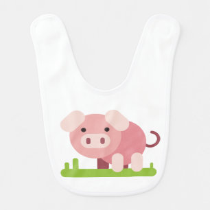 Cheerful Pink Piglet Baby Bib