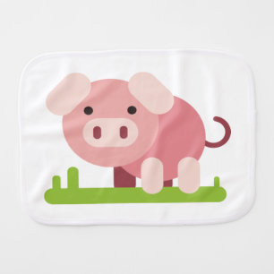 Cheerful Pink Piglet Baby Burp Cloth