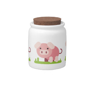 Cheerful Pink Piglet Candy Jar