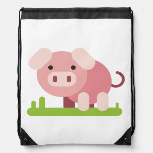 Cheerful Pink Piglet Drawstring Bag