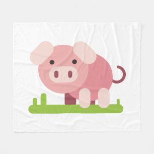 Cheerful Pink Piglet Fleece Blanket