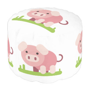 Cheerful Pink Piglet Pouf