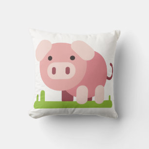 Cheerful Pink Piglet Throw Pillow