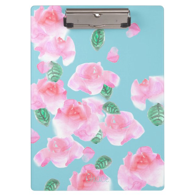 Cheerful Pink Roses Clipboard (Front)