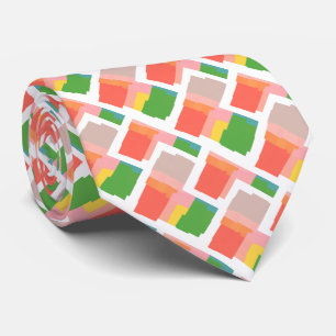 Cheerful Pink Yellow Green Orange Salmon Coral Acc Neck Tie