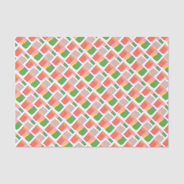 Cheerful Pink Yellow Green Orange Salmon Coral Tissue Paper (Front)