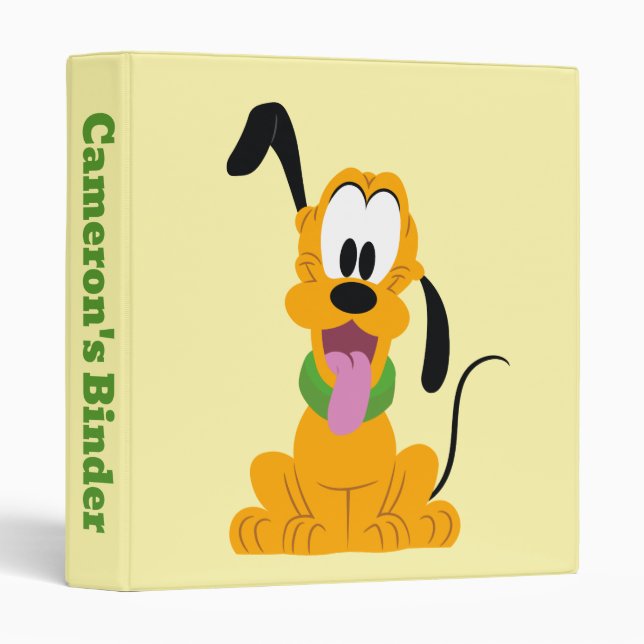 Cheerful Pluto Puppy Graphic 3 Ring Binder (Front/Spine)