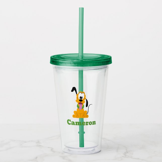Cheerful Pluto Puppy Graphic Acrylic Tumbler (Front)