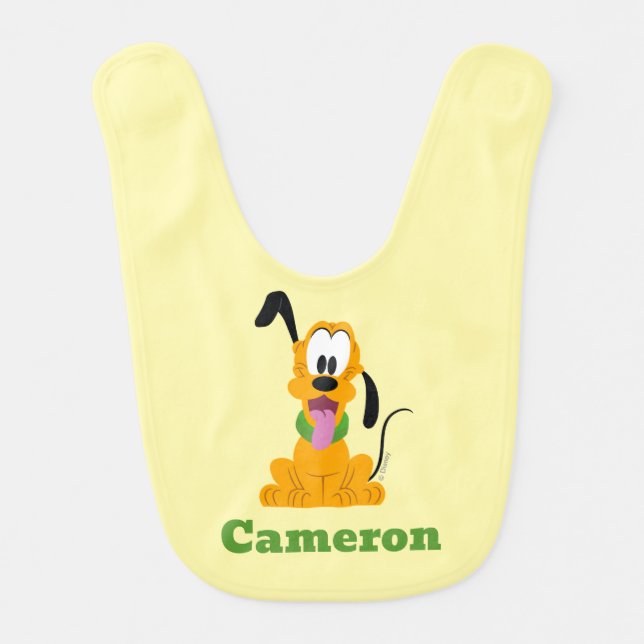 Cheerful Pluto Puppy Graphic Baby Bib (Front)