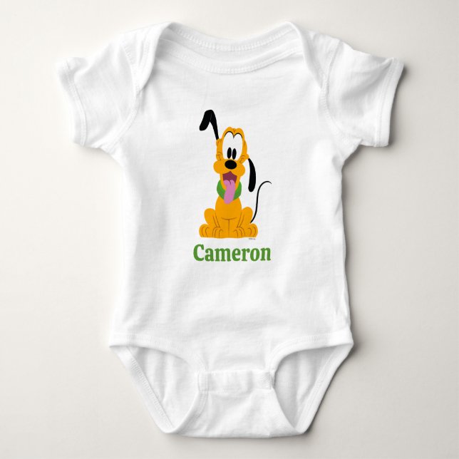 Cheerful Pluto Puppy Graphic Baby Bodysuit (Front)