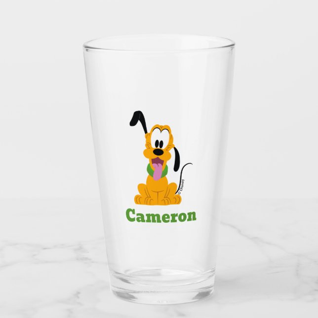 Cheerful Pluto Puppy Graphic Glass (Front)