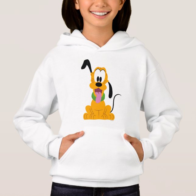 Cheerful Pluto Puppy Graphic Hoodie (Front)