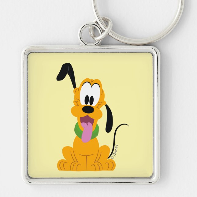 Cheerful Pluto Puppy Graphic Keychain (Front)