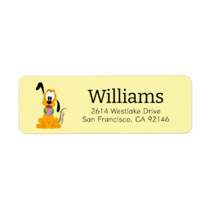 Cheerful Pluto Puppy Graphic Label