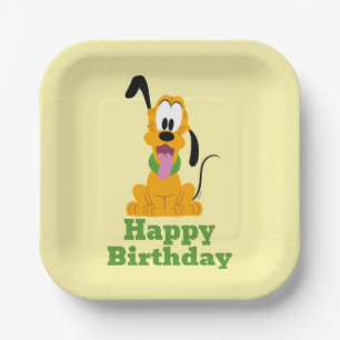 Cheerful Pluto Puppy Graphic Paper Plates