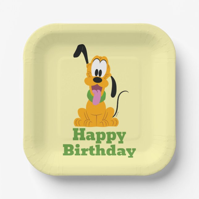 Cheerful Pluto Puppy Graphic Paper Plates (Front)