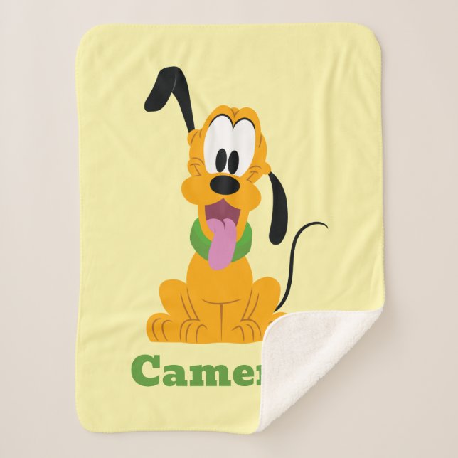 Cheerful Pluto Puppy Graphic Sherpa Blanket (Front)