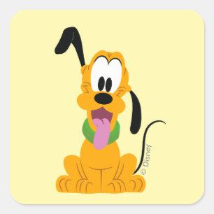 Cheerful Pluto Puppy Graphic Square Sticker