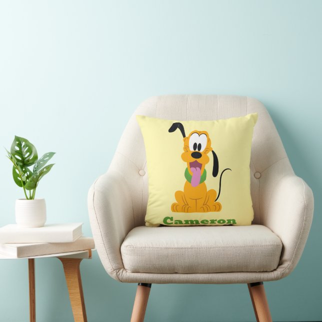 Cheerful Pluto Puppy Graphic Throw Pillow (Chair)