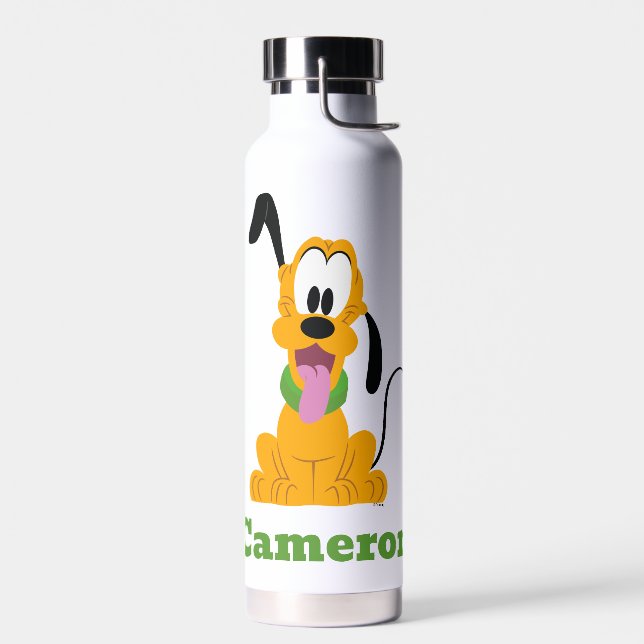 Cheerful Pluto Puppy Graphic Water Bottle (Left)