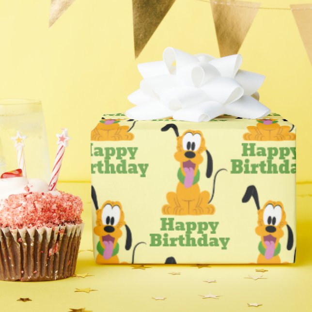 Cheerful Pluto Puppy Graphic Wrapping Paper (Birthday Party)