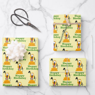 Cheerful Pluto Puppy Graphic Wrapping Paper Sheets