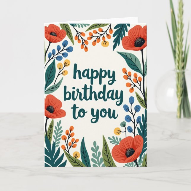 Cheerful Poppy Bloom Card (Front)