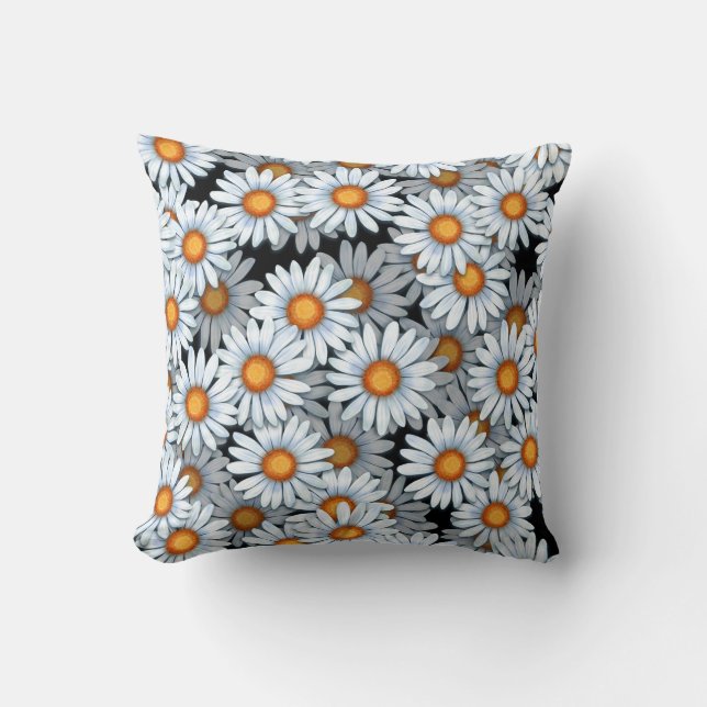Cheerful Poppy Fields Throw Pillow (Front)