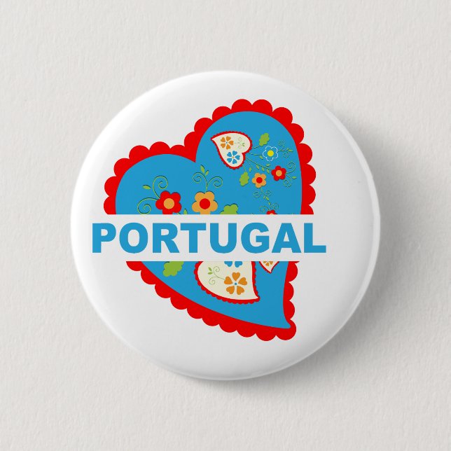 Cheerful Portuguese heart Button (Front)