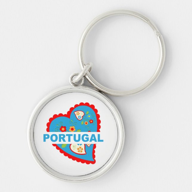 Cheerful Portuguese heart Keychain (Front)
