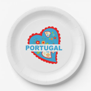 Cheerful Portuguese heart Paper Plates