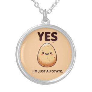 Cheerful Potato Affirmation Silver Plated Necklace