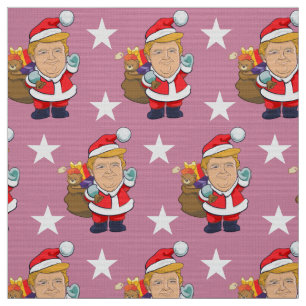 Cheerful President Donald Trump Santa Christmas Fabric