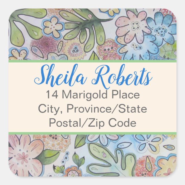 Cheerful Pretty Floral Address Label (20) (Front)
