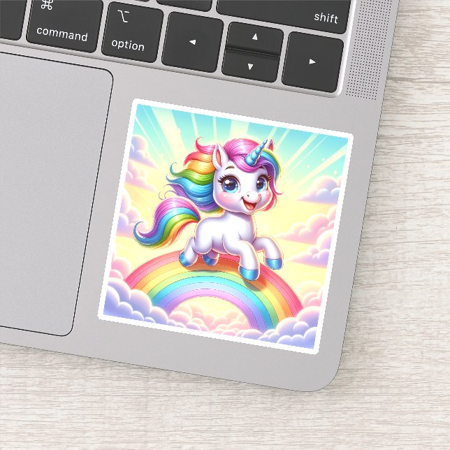 Cheerful Prism Unicorn Whimsical  Sticker (Detail)