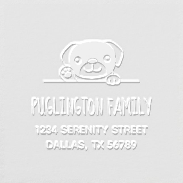 Cheerful Pug Dog Family Address Embosser (Design)
