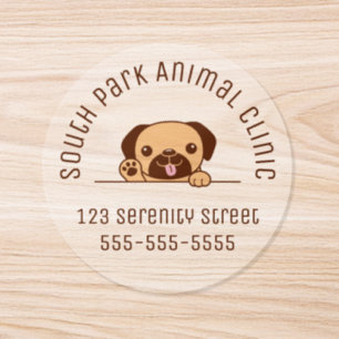 Cheerful Pug Dog Peeking Custom Text Classic Round Sticker