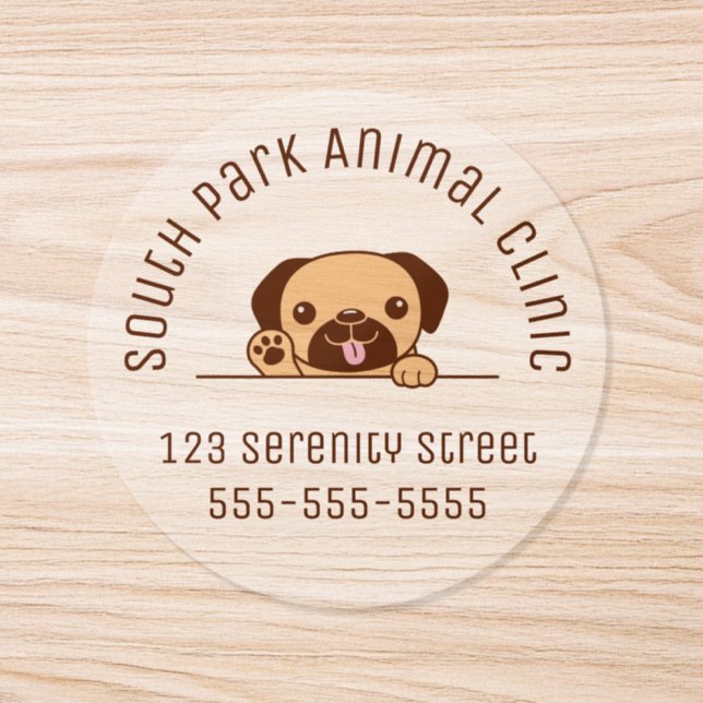 Cheerful Pug Dog Peeking Custom Text Classic Round Sticker (Single)