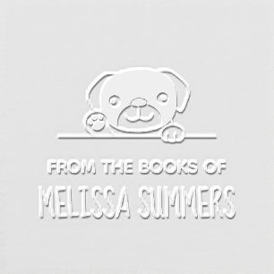 Cheerful Pug Dog Pet Bookplate Embosser