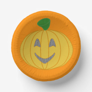 Cheerful Pumpkin Costume Design Halloween Orange Paper Bowls