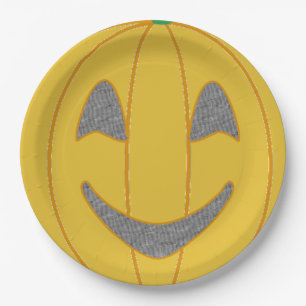Cheerful Pumpkin Costume Design Halloween Orange Paper Plates
