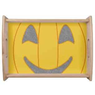Cheerful Pumpkin Costume Design Halloween Orange Serving Tray