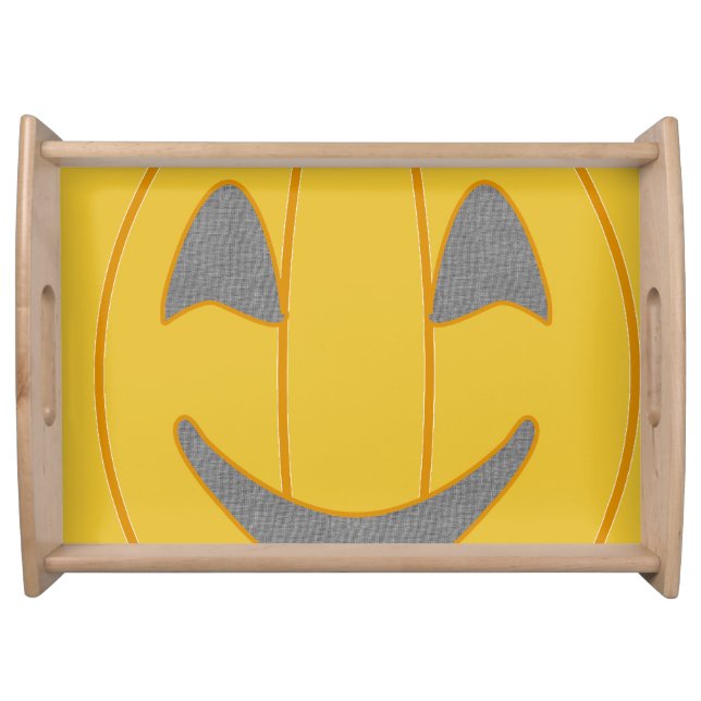 Cheerful Pumpkin Costume Design Halloween Orange Serving Tray (Front)