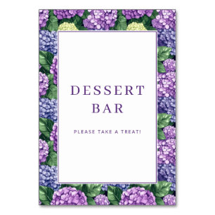 Cheerful Purple Floral Hydrangea Border Table Number