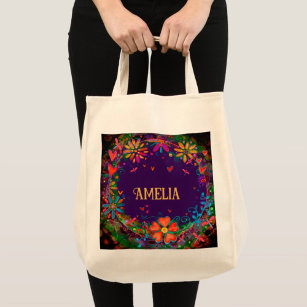 Cheerful Purple Floral Inspirivity Tote Bag
