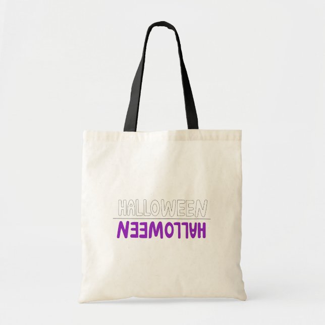Cheerful Purple Halloween Letter Design Art Style Tote Bag (Front)