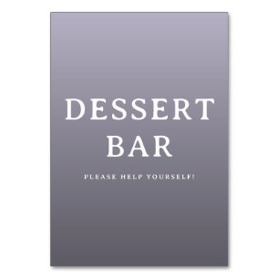 Cheerful Purple Minimalist Dessert Bar Sign Table Number